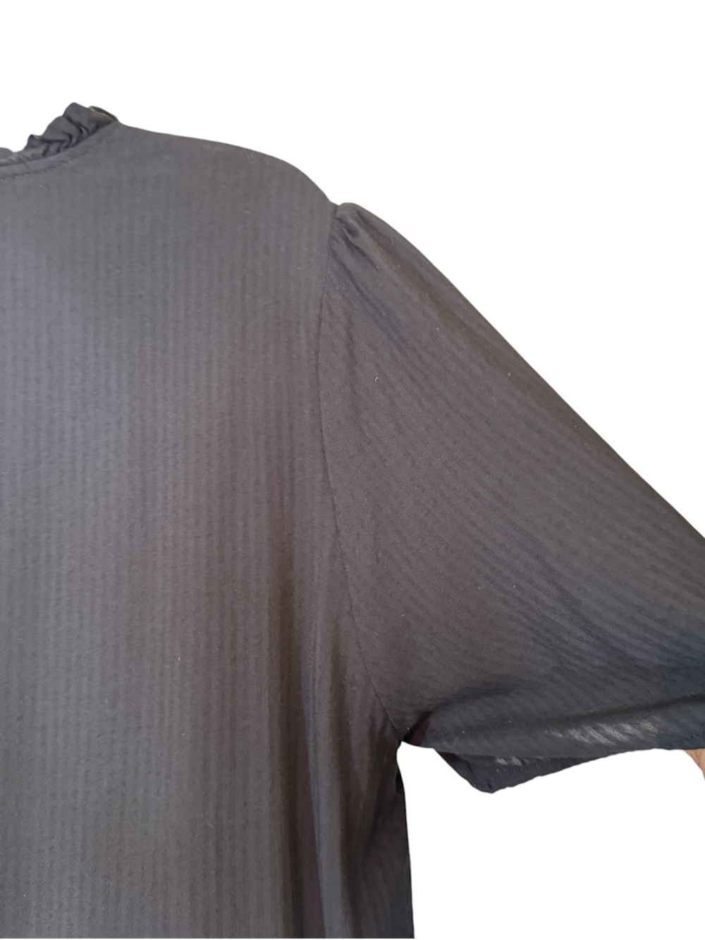 J.Jill Black Ruffle‑Hem Popover Dress Short Sleeve Button Front Size XL - Picture 14 of 16